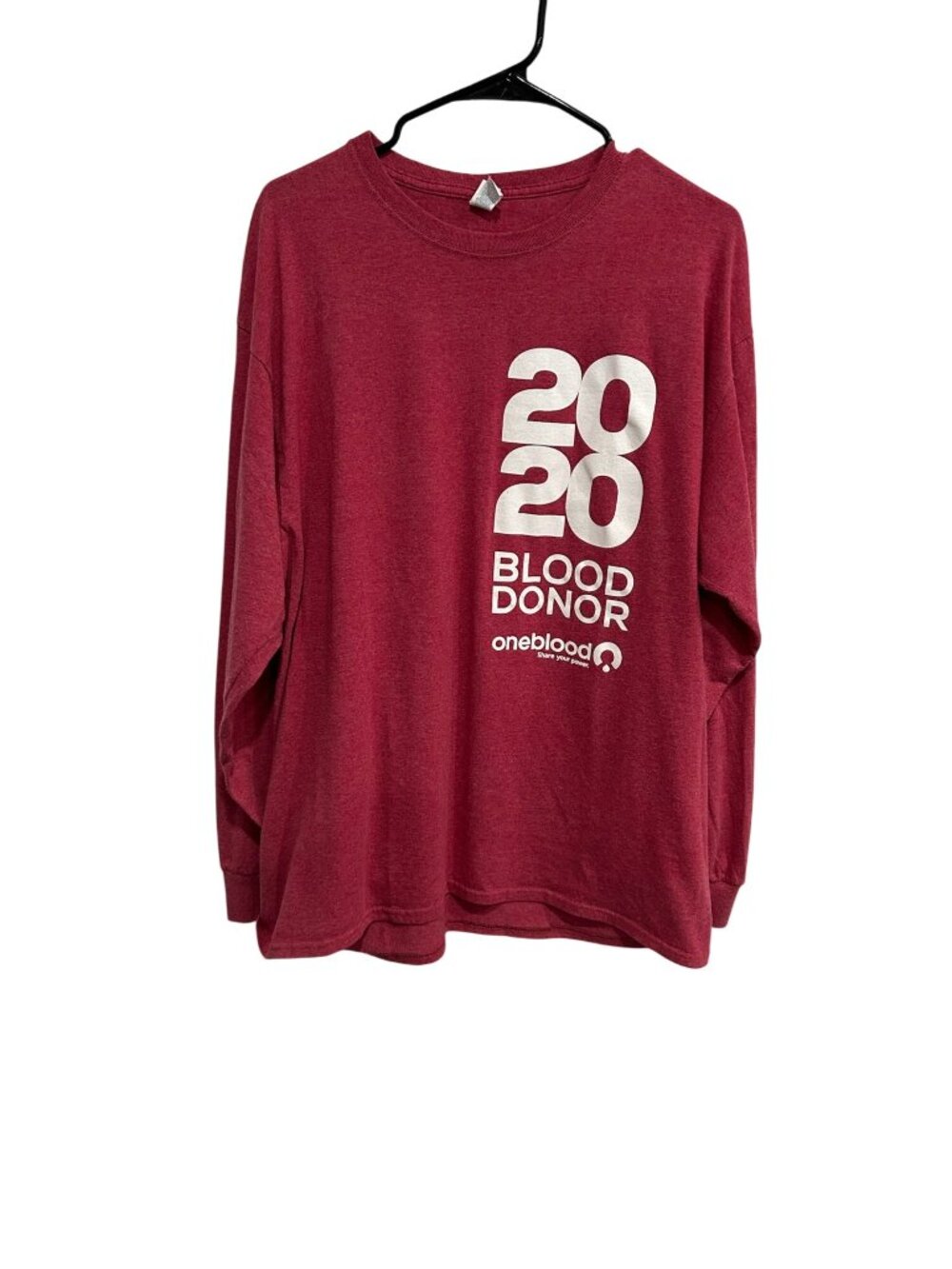 2020 Blood Donor Long Sleeve T Shirt By Jerzees Sz XL Red Unisex